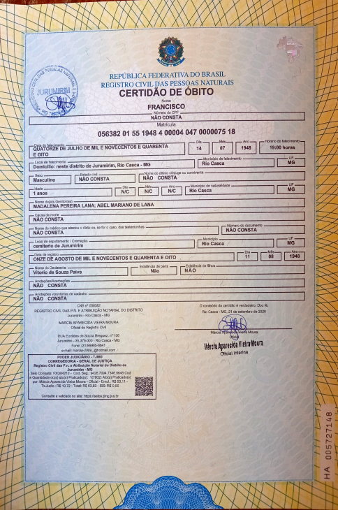 Certidão de Francisco Pereira Lana